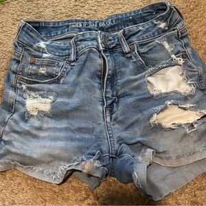 American Eagle Outfitters Ripped Light Blue Jean Shorts